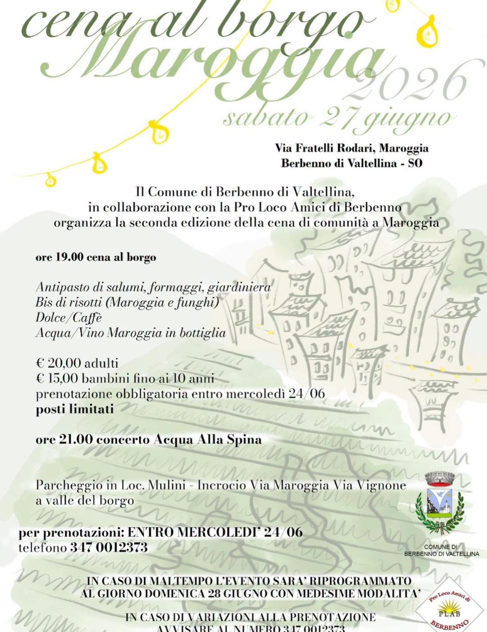 Immagine Evento Cena al borgo Maroggia | Calendario Valtellinese