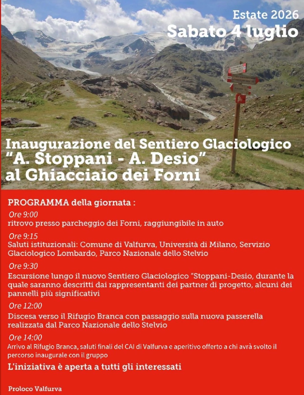 Immagine Evento Inaugurazione del Sentiero Glaciologico “A. Stoppani – A. Desio” | Calendario Valtellinese
