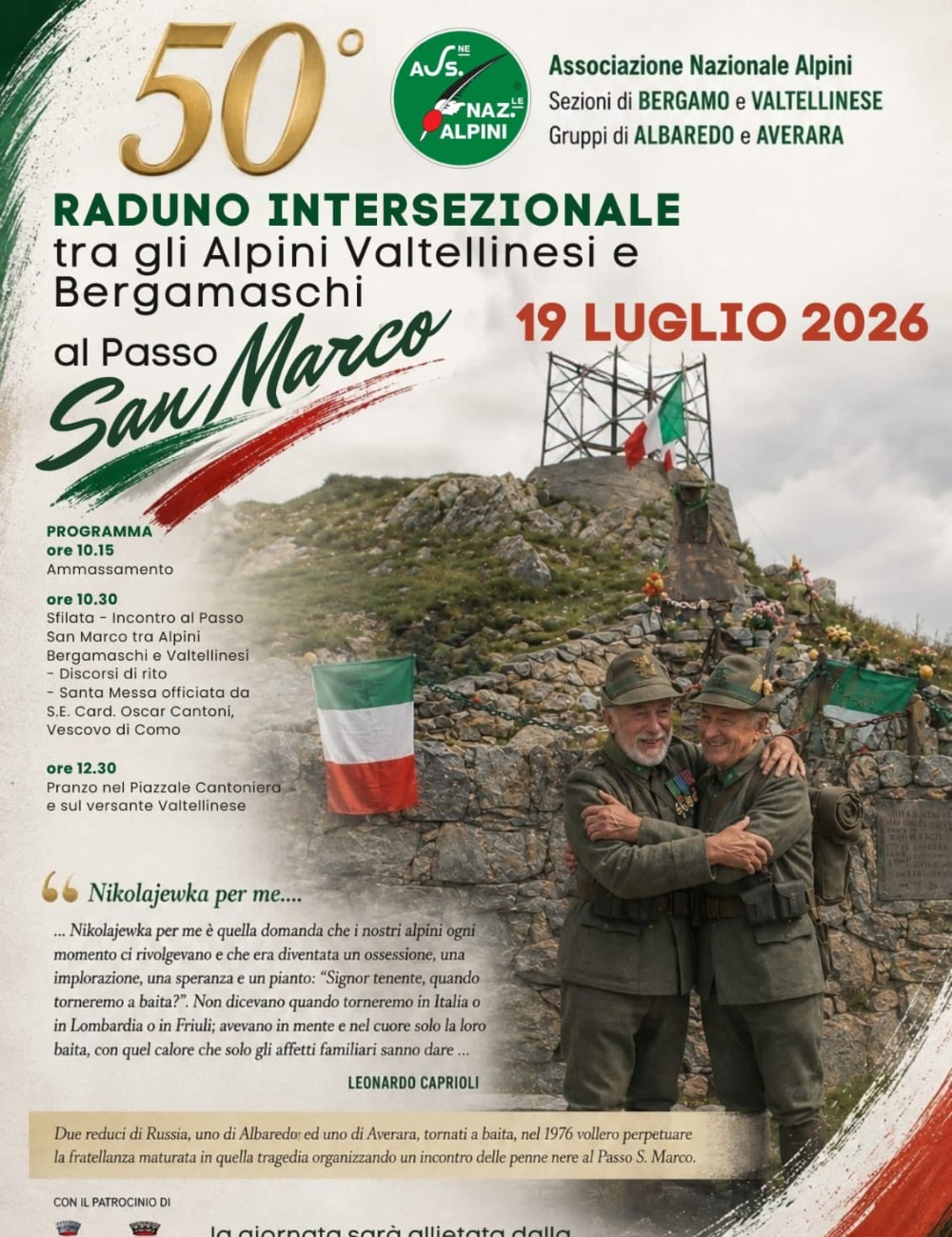 Immagine Evento 50° Raduno intersezionale al Passo San Marco | Calendario Valtellinese