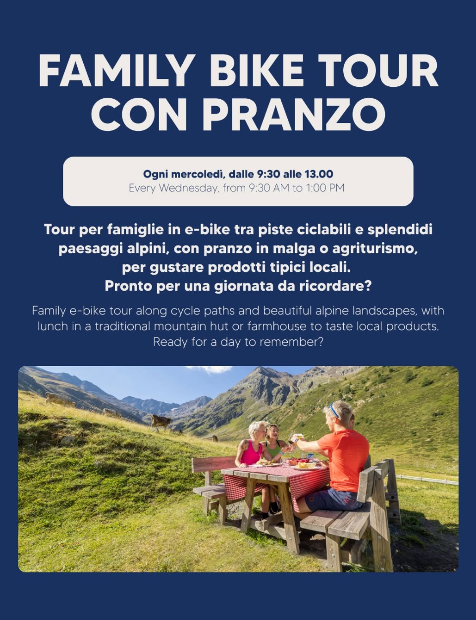 Immagine Evento Family Bike Tour con pranzo | Calendario Valtellinese