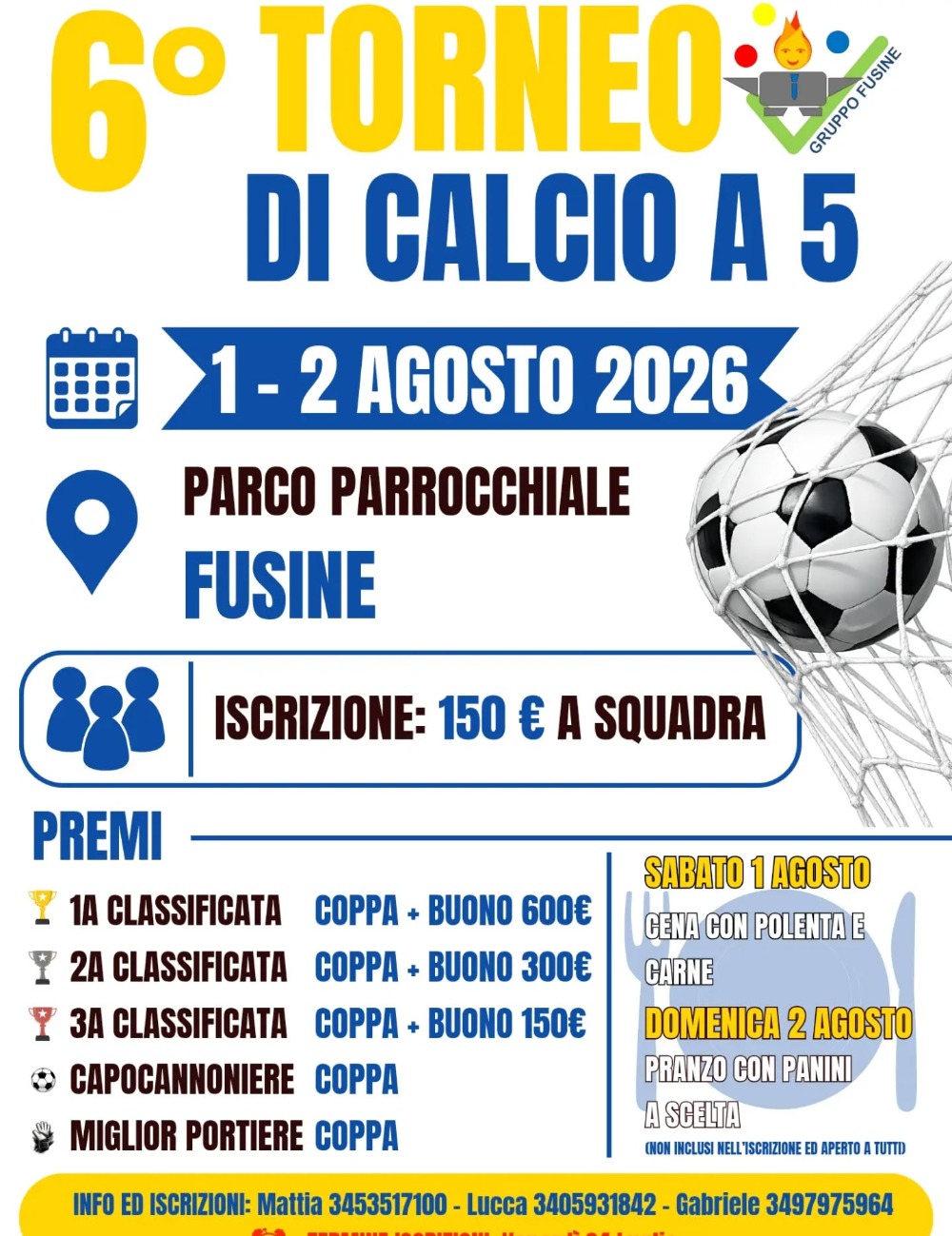Immagine Evento 6° Torneo di calcio a5 | Calendario Valtellinese