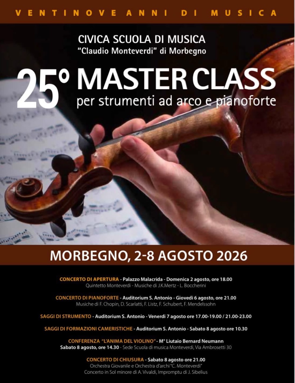 Immagine Evento 25° Masterclass della Civica Scuola di Musica "Claudio Monteverdi" | Calendario Valtellinese
