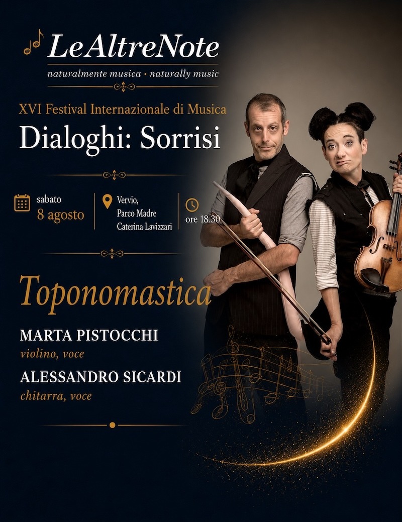 Immagine Evento Festival Le Altre Note 2026 — Dialoghi: Sorrisi Toponomastica Marta Pistocchi, Alessandro Sicardi | Calendario Valtellinese