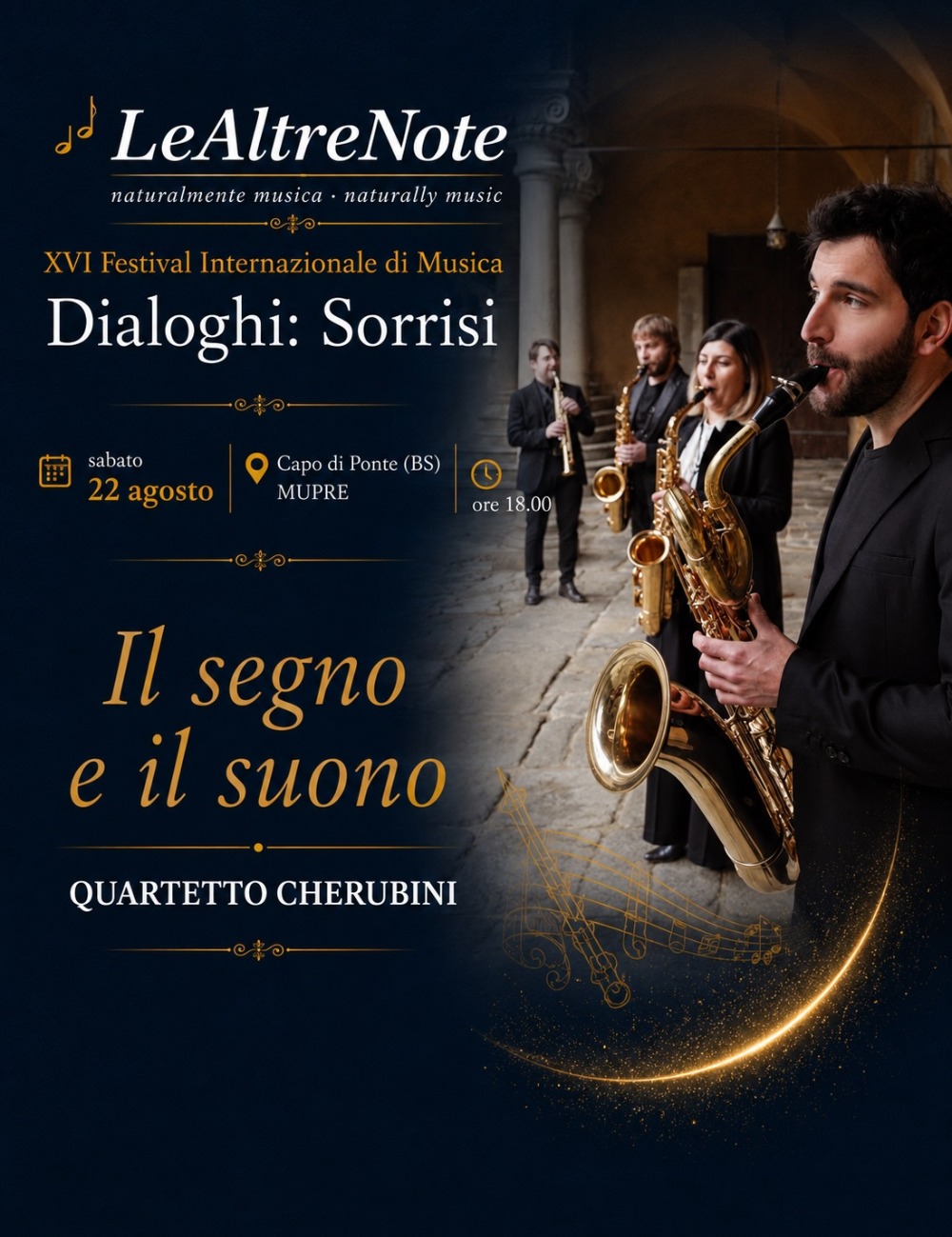 Immagine Evento Festival Le Altre Note 2026 — Dialoghi: Sorrisi Il segno e il suono Quartetto Cherubini | Calendario Valtellinese