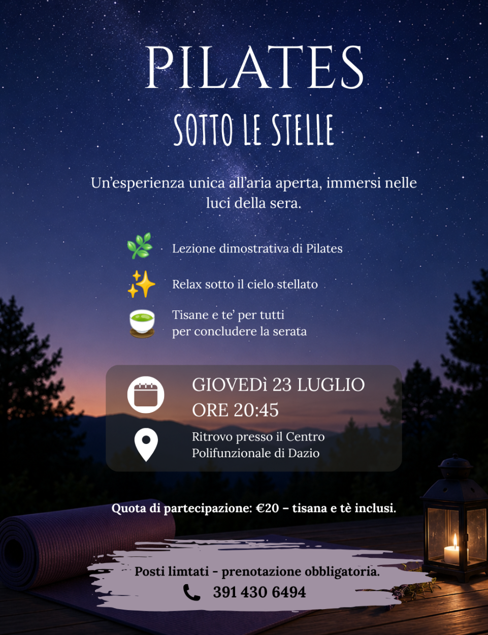 Immagine Evento Pilates sotto le stelle | Calendario Valtellinese