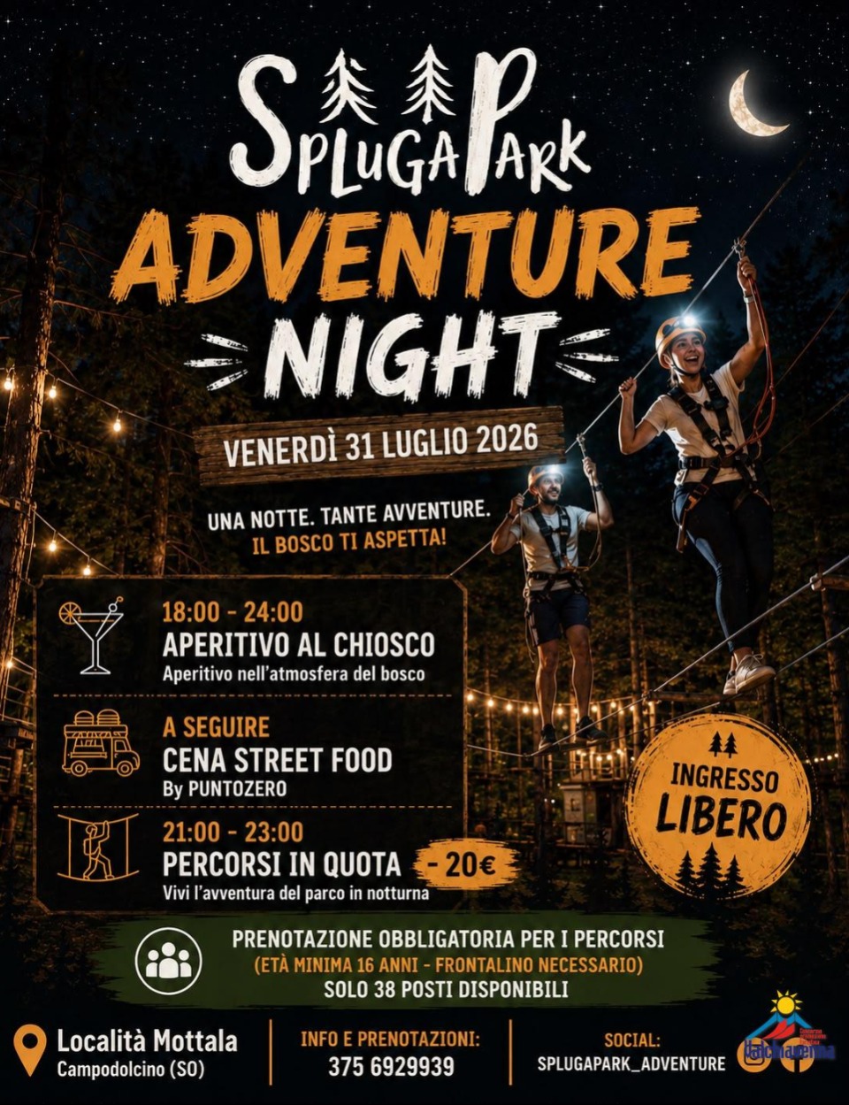 Immagine Evento Spluga Park Adventure Night | Calendario Valtellinese