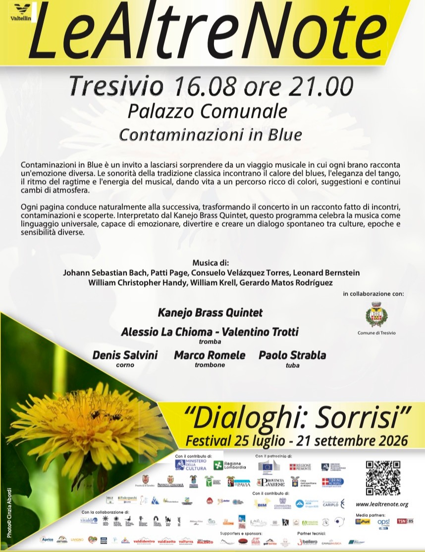 Immagine Evento Festival Le Altre Note 2026 — Dialoghi: Sorrisi Contaminazioni in Blue Kanejo Brass Quintet | Calendario Valtellinese