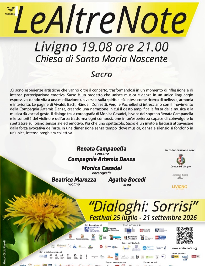 Immagine Evento Festival Le Altre Note 2026 — Dialoghi: Sorrisi Sacro Renata Campanella, Compagnia Artemis Danza | Calendario Valtellinese