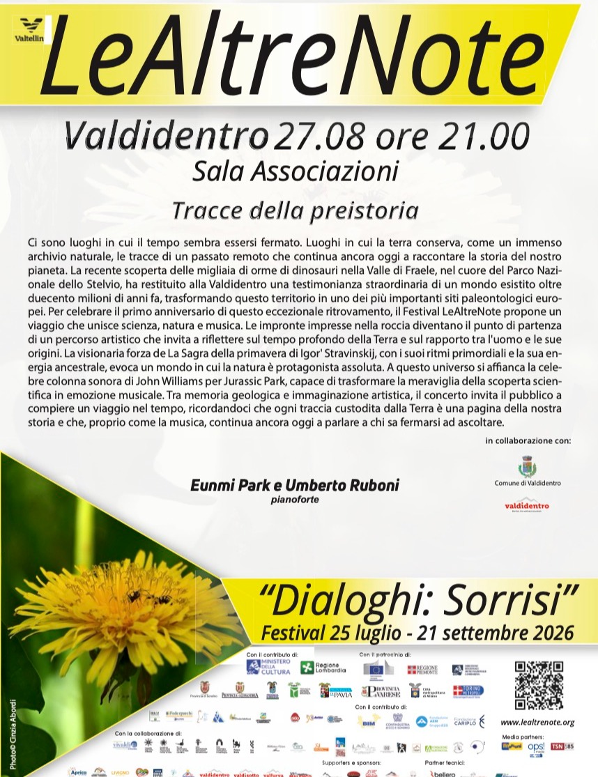 Immagine Evento Festival Le Altre Note 2026 — Dialoghi: Sorrisi Tracce della preistoria Eunmi Park, Umberto Ruboni | Calendario Valtellinese