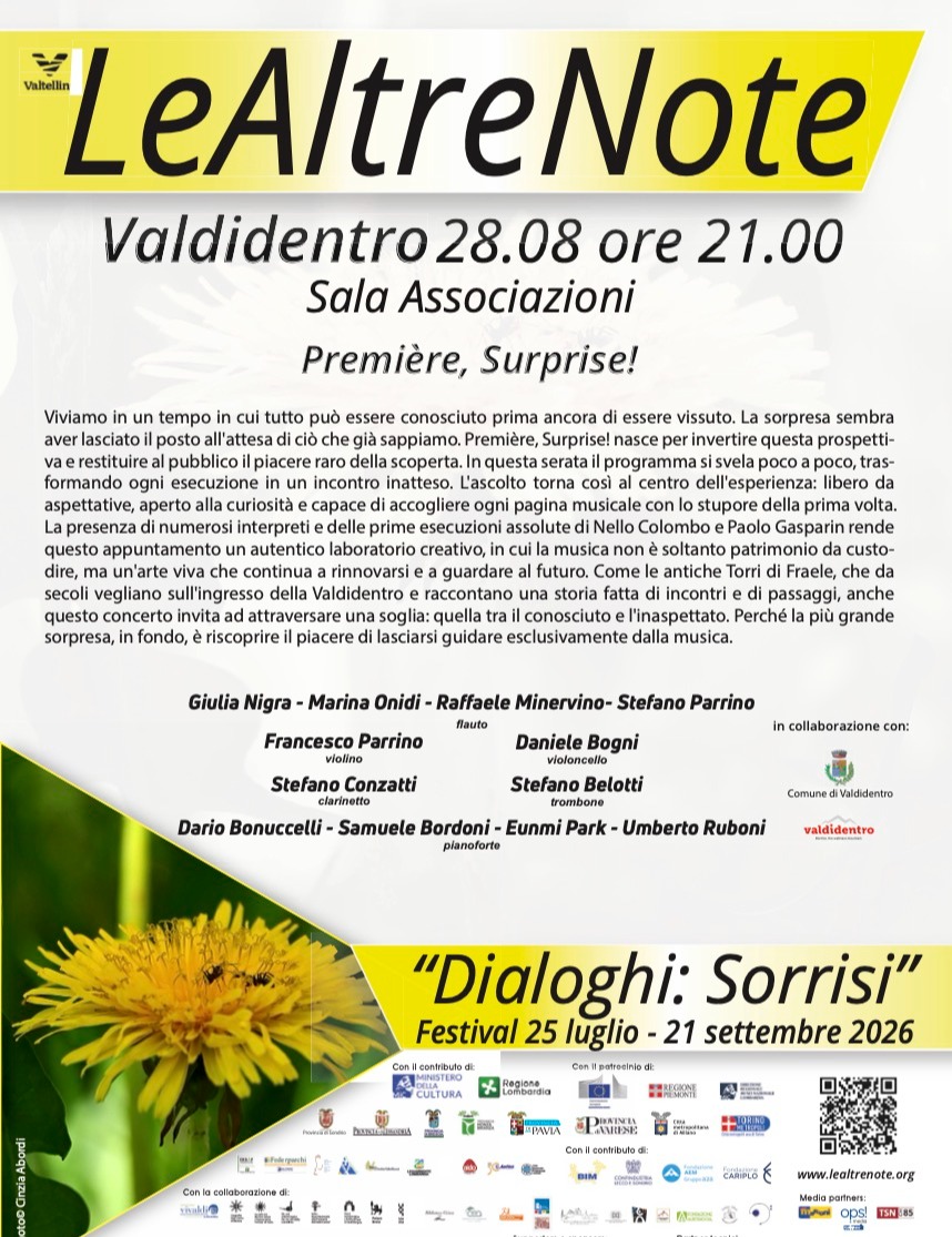 Immagine Evento Festival Le Altre Note 2026 — Dialoghi: Sorrisi Surprise Ensemble a nove | Calendario Valtellinese
