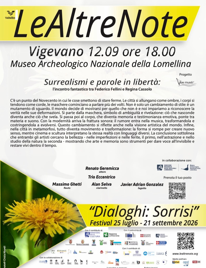 Immagine Evento Festival Le Altre Note 2026 — Dialoghi: Sorrisi Surrealismi e parole in libertà Renato Geremicca, Trio Eccentrico | Calendario Valtellinese