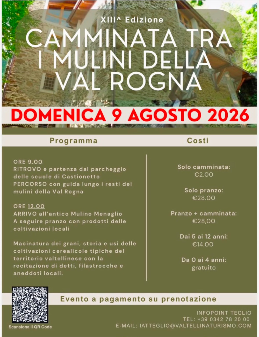 Immagine Evento Camminata tra i mulini della Val Rogna | Calendario Valtellinese