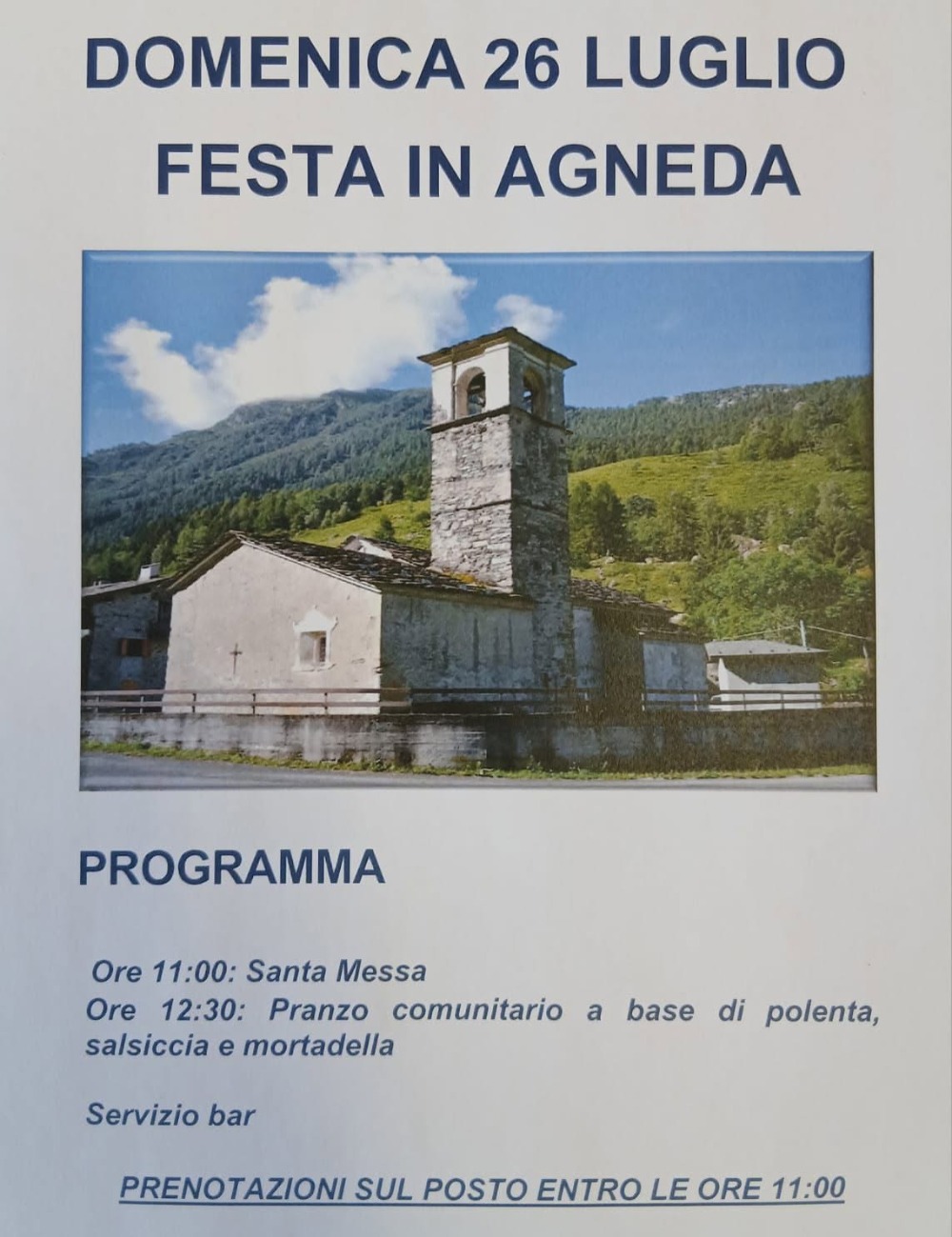 Immagine Evento Festa in Agneda | Calendario Valtellinese