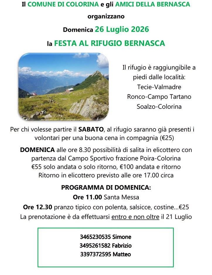 Immagine Evento Festa al Rifugio Bernasca | Calendario Valtellinese