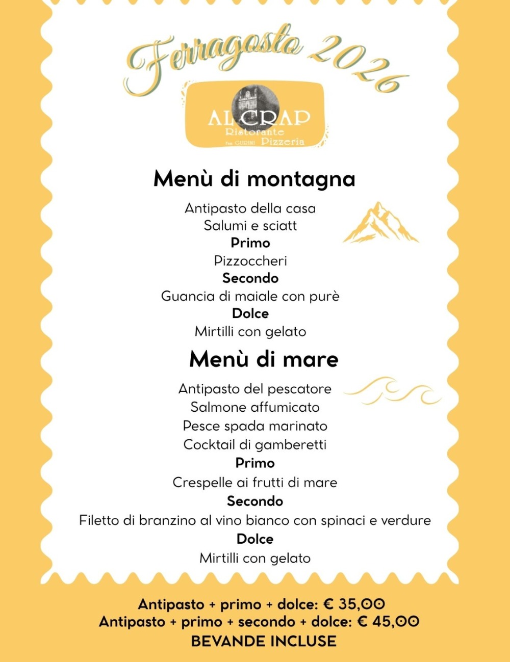 Immagine Evento Ferragosto al Ristorante Al Crap | Calendario Valtellinese
