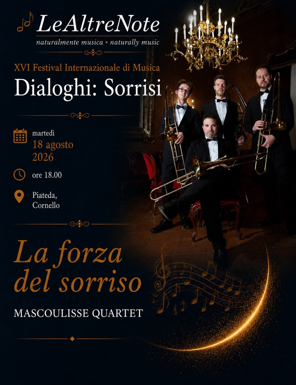 Immagine Evento Festival Le Altre Note 2026 — Dialoghi: Sorrisi La forza del sorriso Mascoulisse Quartet | Calendario Valtellinese
