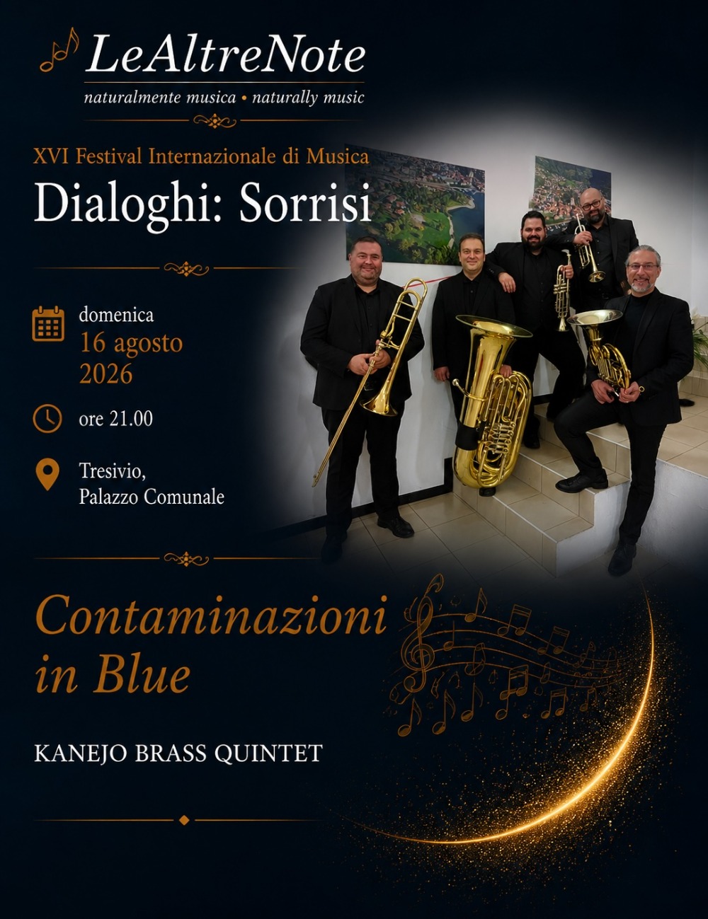 Immagine Evento Festival Le Altre Note 2026 — Dialoghi: Sorrisi Contaminazioni in Blue Kanejo Brass Quintet | Calendario Valtellinese