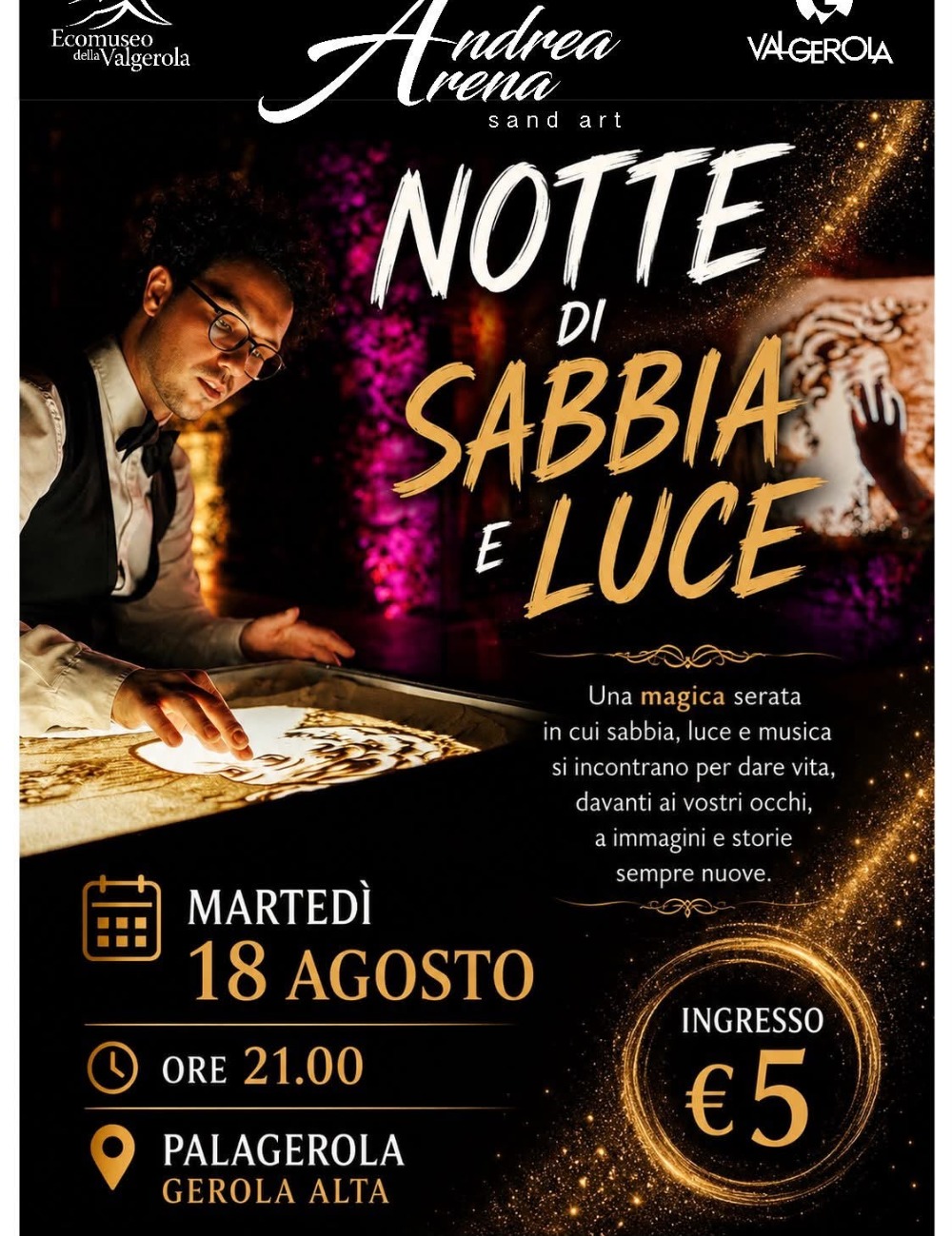 Immagine Evento Notte di sabbia e luce | Calendario Valtellinese