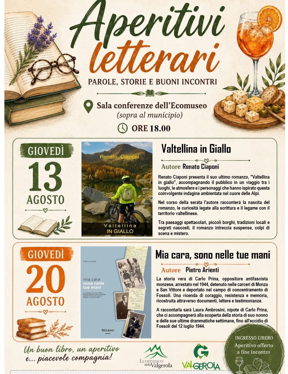 Immagine Evento Aperitivi letterari | Calendario Valtellinese