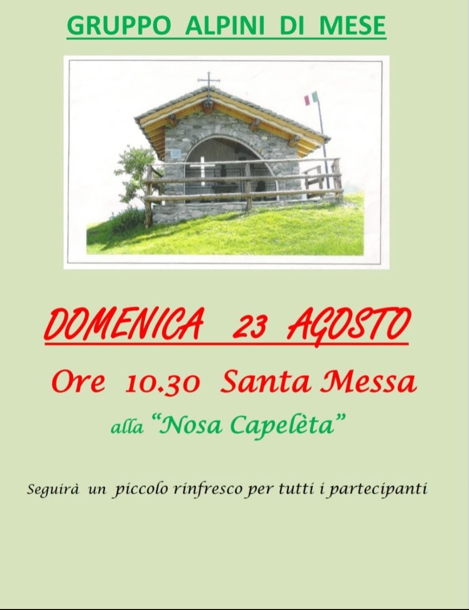 Immagine Evento Santa Messa alla Nosa Capeleta | Calendario Valtellinese