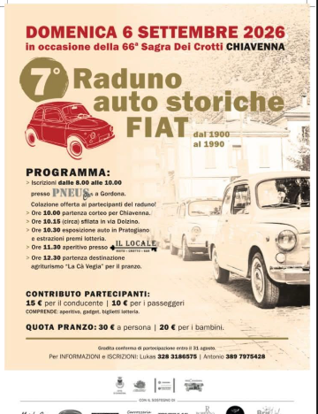 Immagine Evento 7° Raduno Auto Storiche FIAT a Chiavenna | Calendario Valtellinese