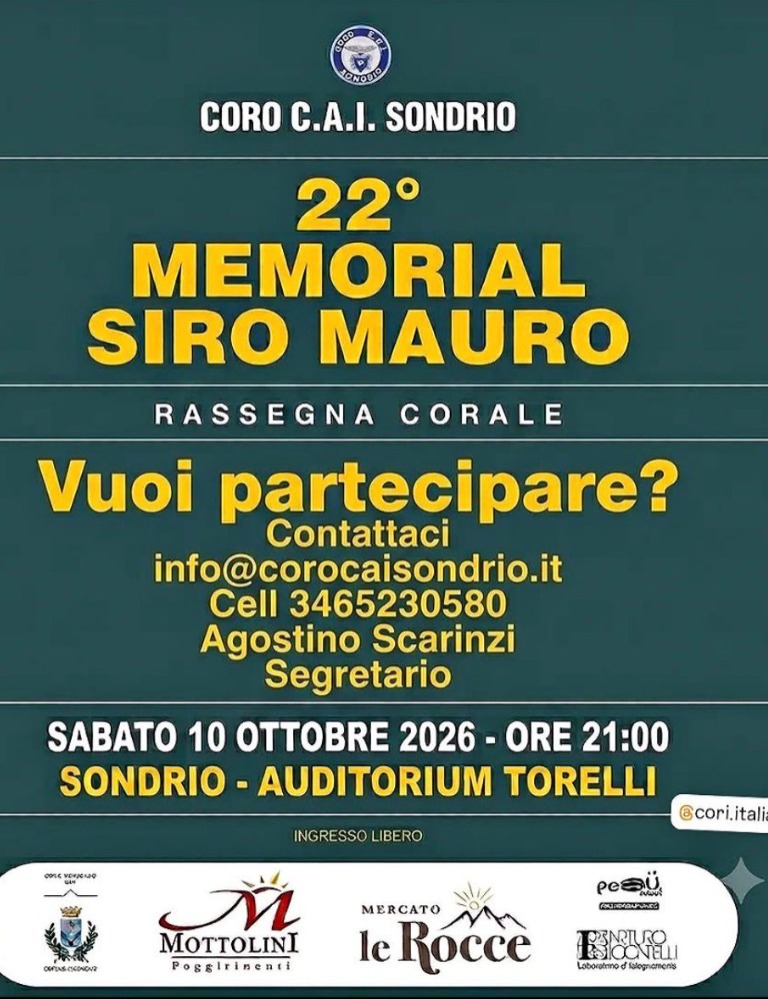 Immagine Evento 22° Memorial Siro Mauro | Calendario Valtellinese