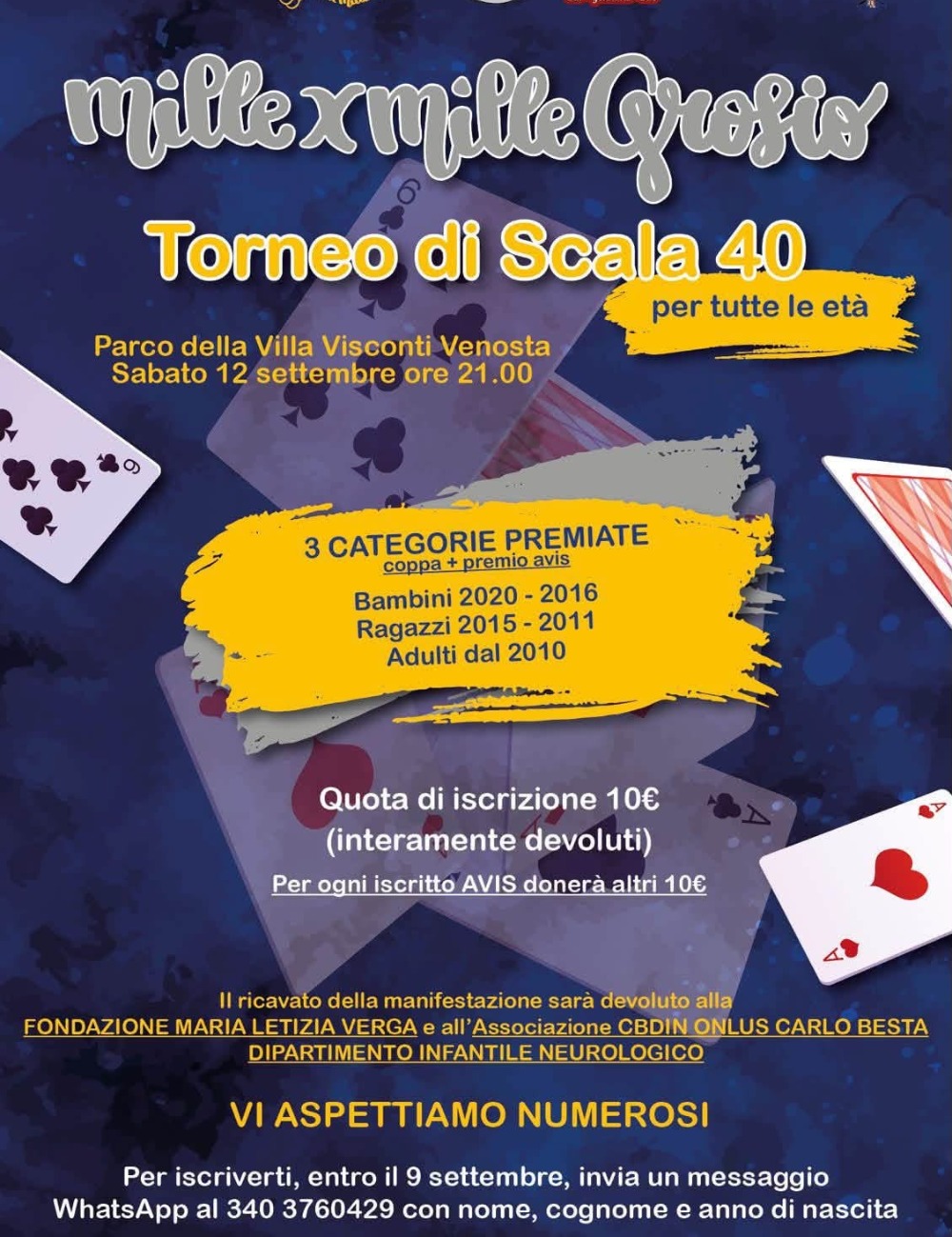 Immagine Evento Torneo di Scala 40 | Calendario Valtellinese