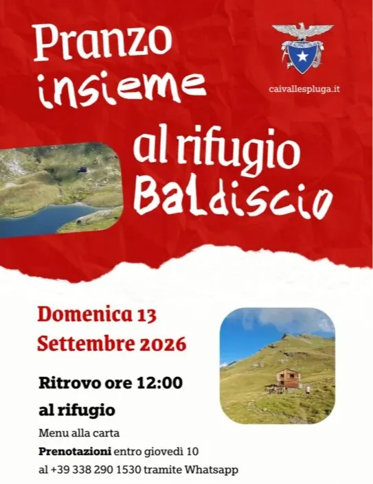 Immagine Evento Pranzo insieme al Rifugio Baldiscio | Calendario Valtellinese