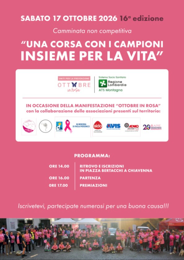 Immagine Evento Una corsa con i campioni – Insieme per la vita | Calendario Valtellinese