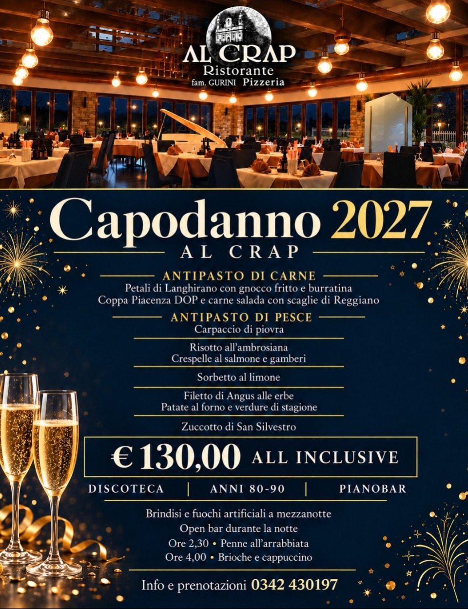 Immagine Evento Capodanno 2027 al Ristorante Al Crap | Calendario Valtellinese