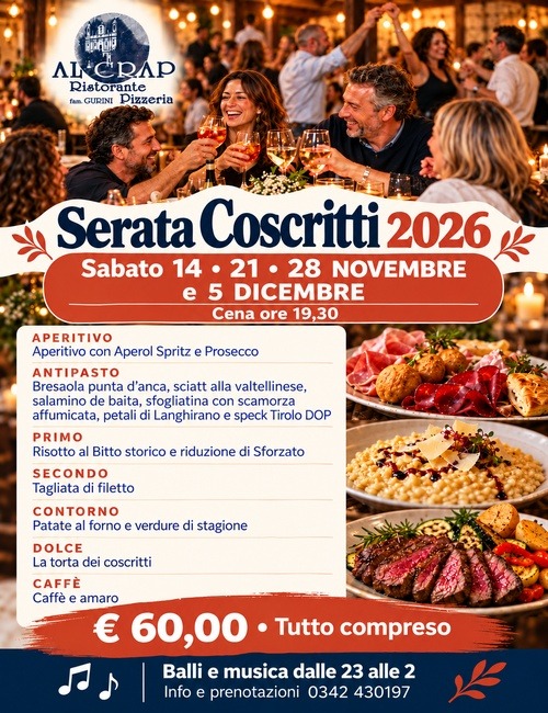 Immagine Evento Serata Coscritti 2026 | Calendario Valtellinese